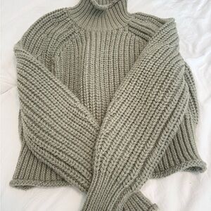 H&M Olive Knit Turtleneck Sweater